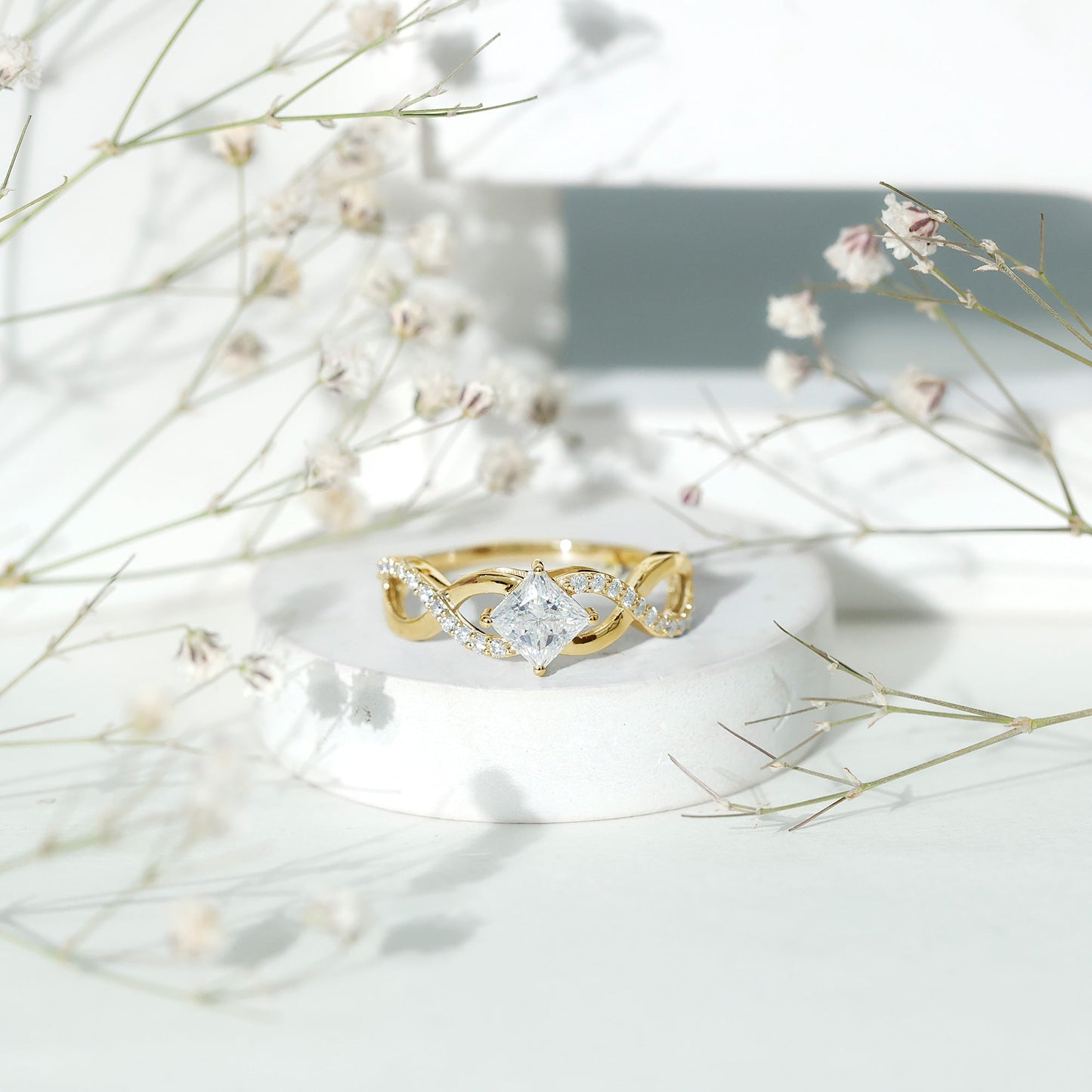 Princess Cut Moissanite Infinity Engagement Ring for Her