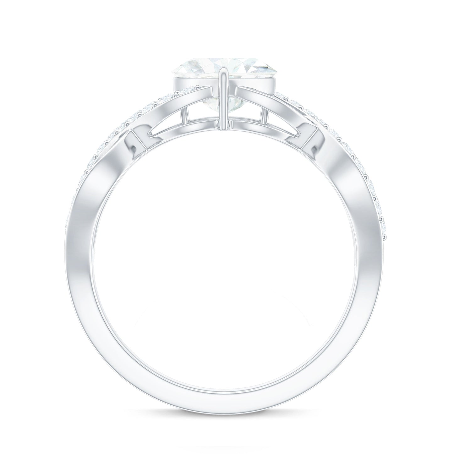 1.5 Carat Heart Shape Moissanite Solitaire Engagement Ring with Crossover Shank