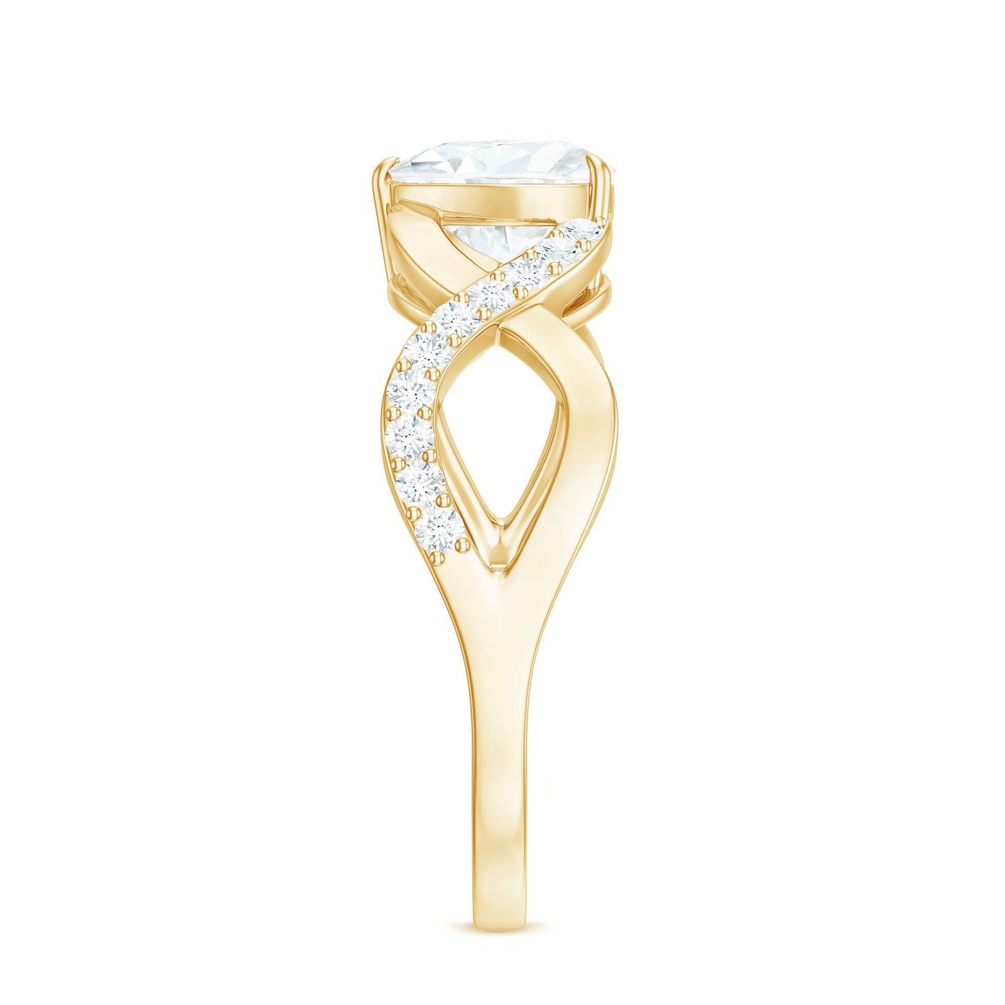 1.5 Carat Heart Shape Moissanite Solitaire Engagement Ring with Crossover Shank