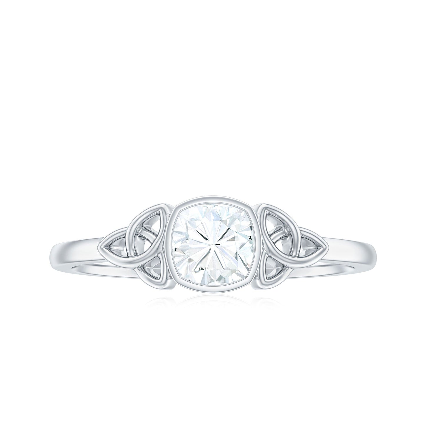 Brilliant Cut Moissanite Celtic Knot Engagement Ring in Bezel Setting