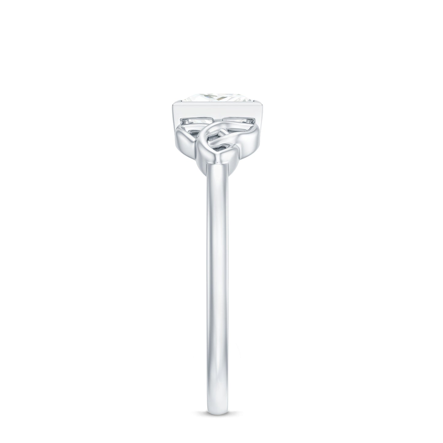 0.7 Carat Princess Cut Certified Moissanite Solitaire Ring with Celtic Knot Style