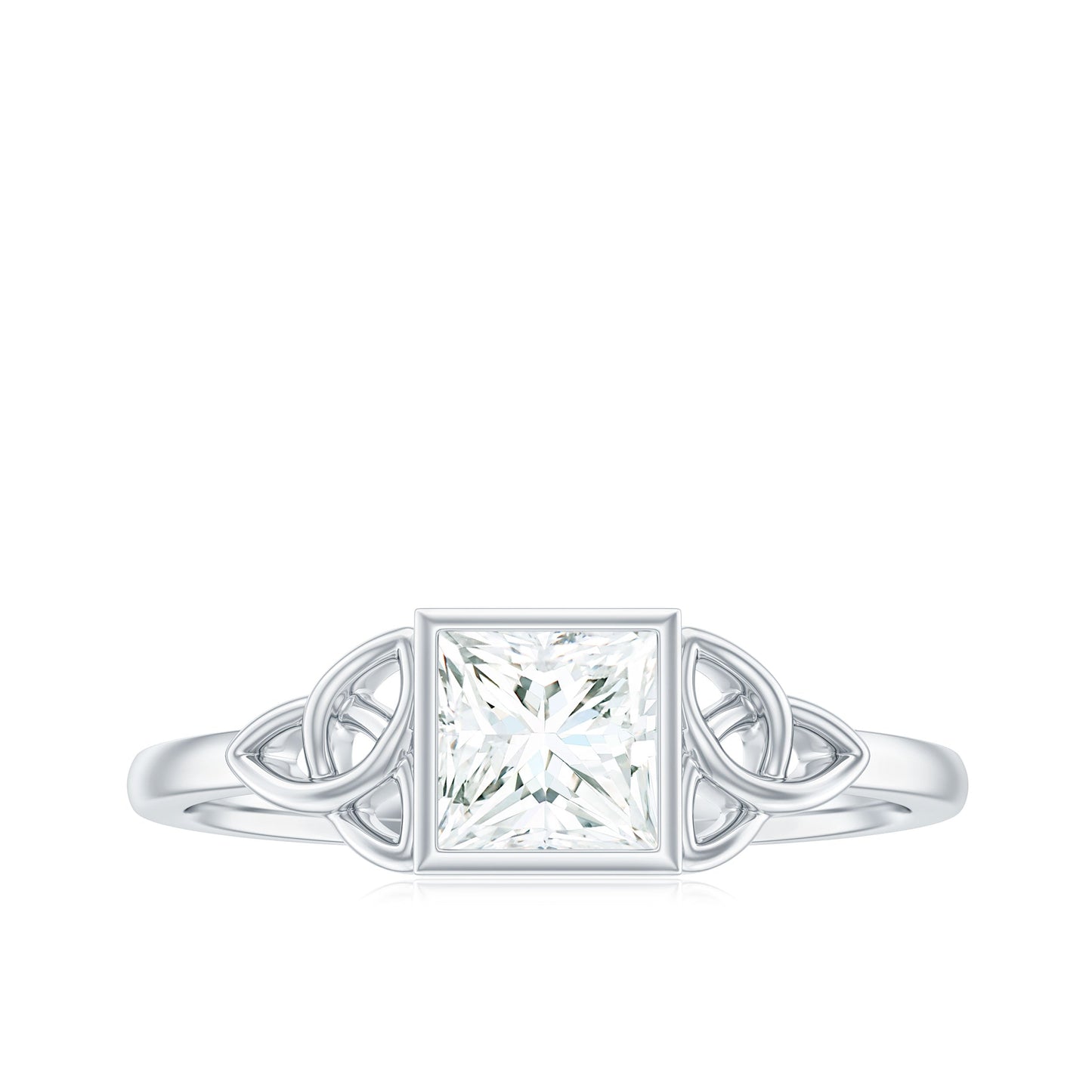 0.7 Carat Princess Cut Certified Moissanite Solitaire Ring with Celtic Knot Style