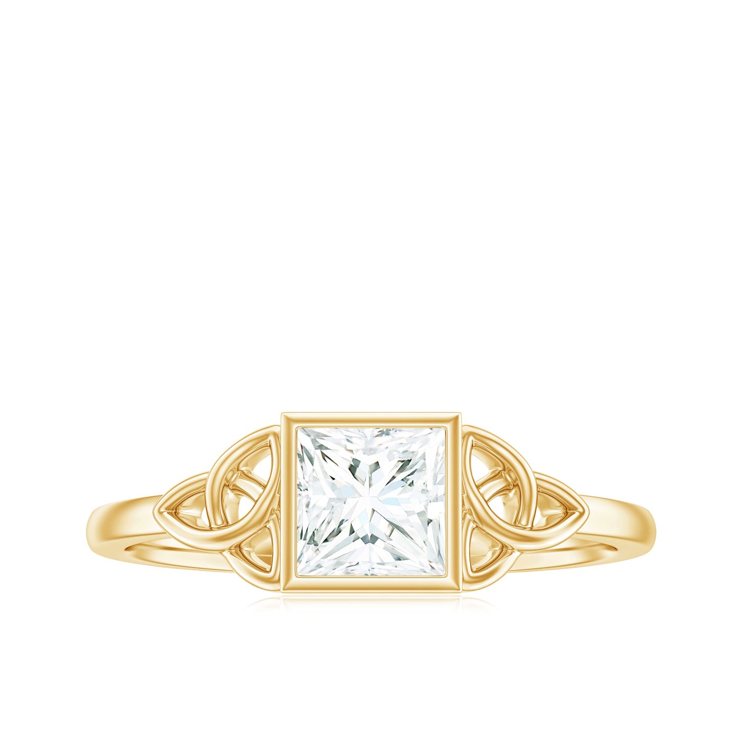 0.7 Carat Princess Cut Certified Moissanite Solitaire Ring with Celtic Knot Style