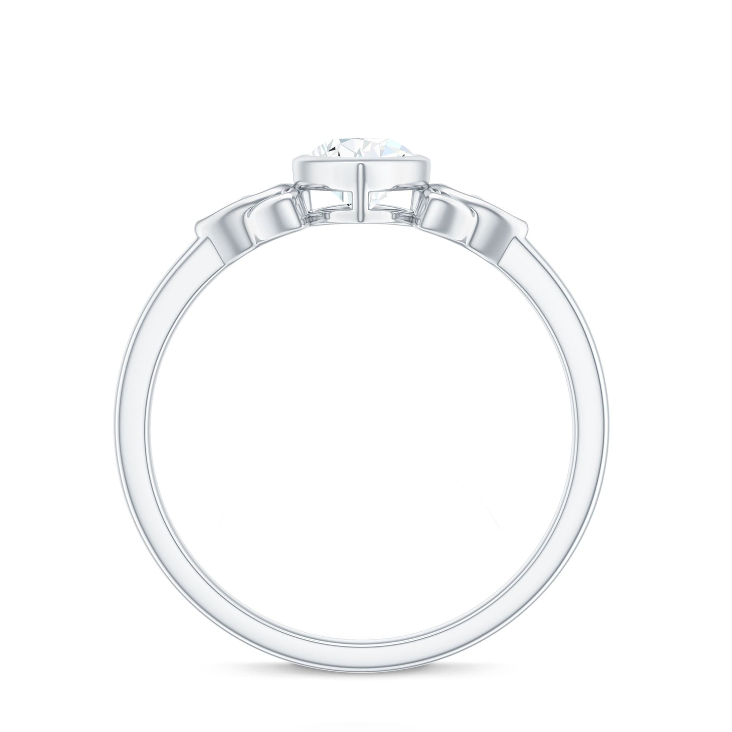 Bezel Set Moissanite Pear Cut Solitaire Celtic Ring for Women