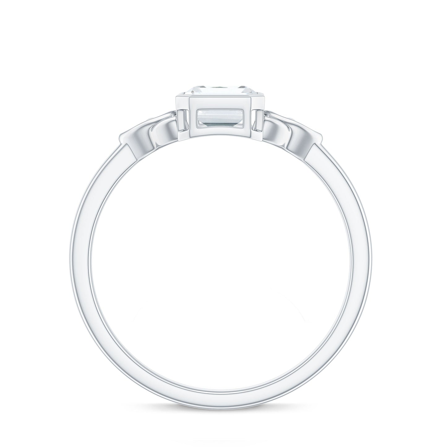 Emerald Cut Moissanite Solitaire Celtic Engagement Ring