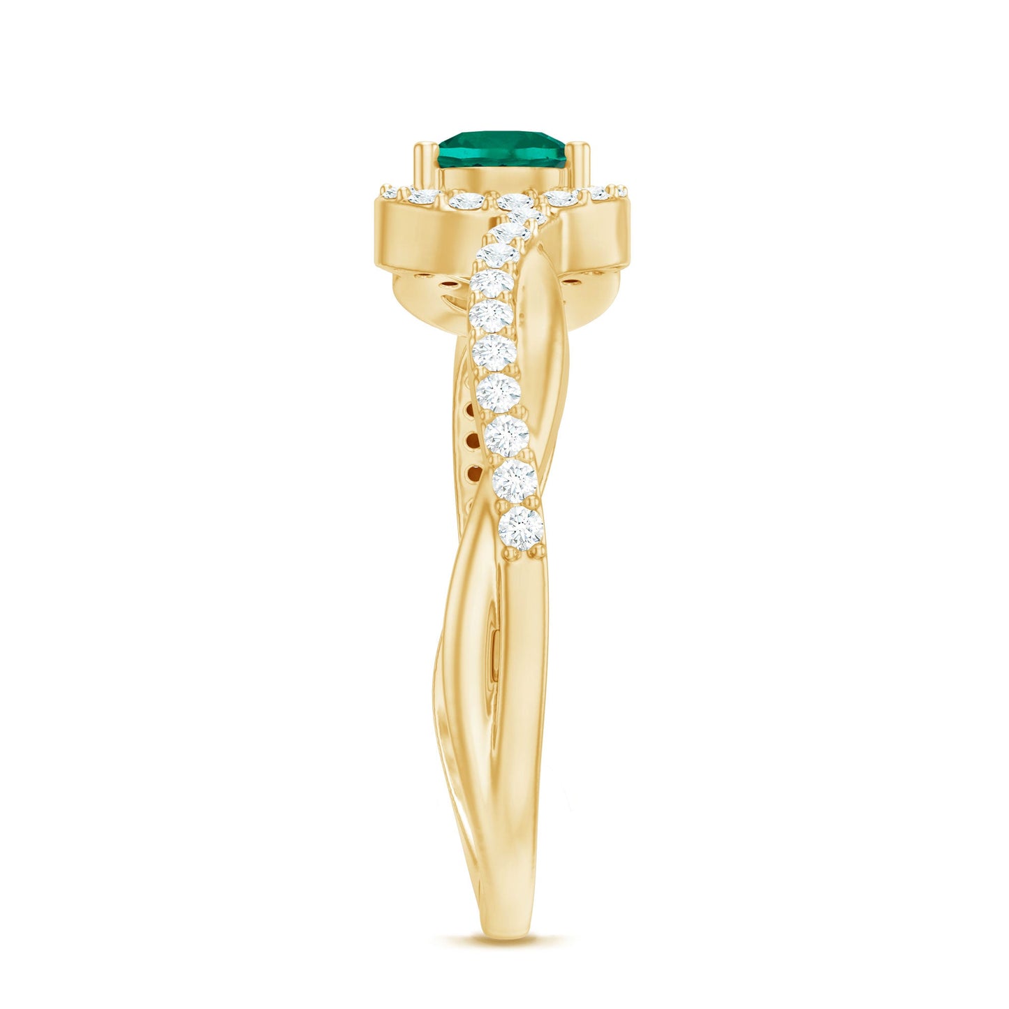 Lab Created Emerald Infinity Promise Ring With Diamond
