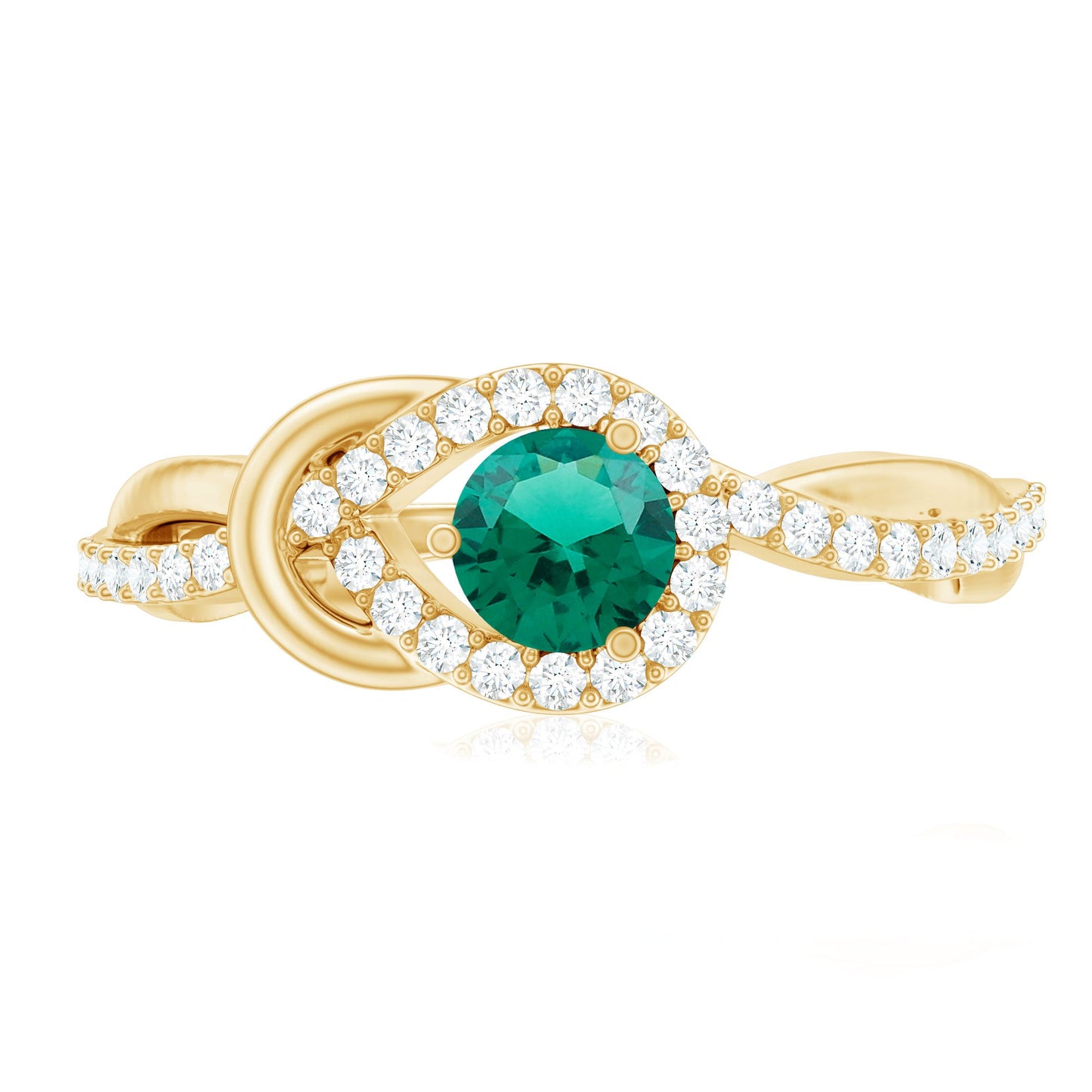 Lab Created Emerald Infinity Promise Ring With Diamond