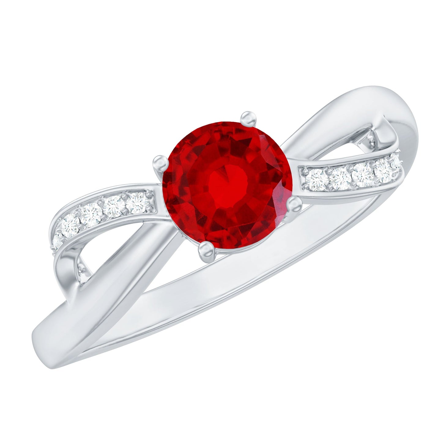 Certified Lab Grown Ruby Proposal Ring With Diamond