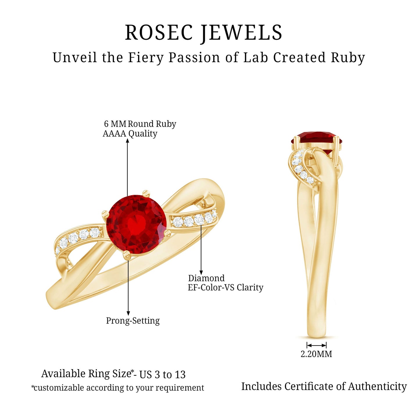 Certified Lab Grown Ruby Proposal Ring With Diamond