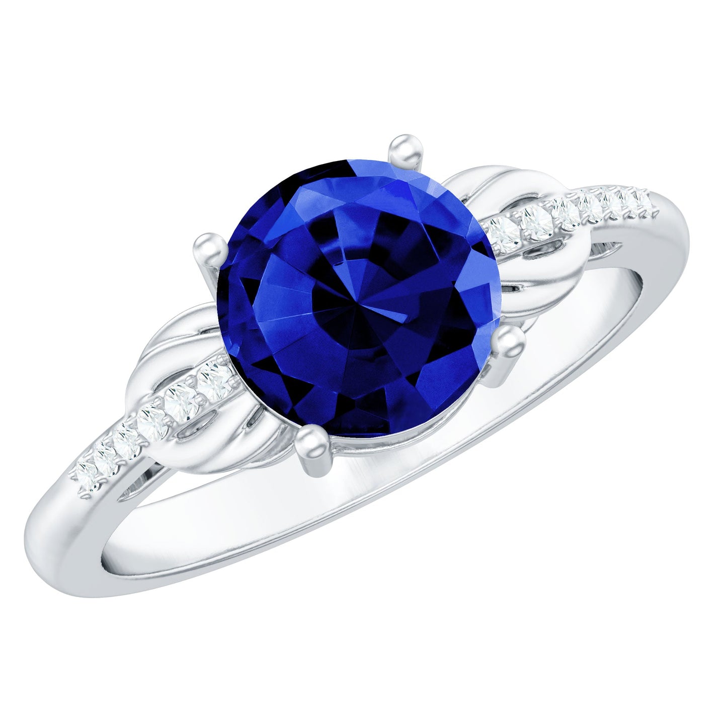 Certified 2.7 Carat Lab Grown Blue Sapphire Diamond Engagement Ring for Women