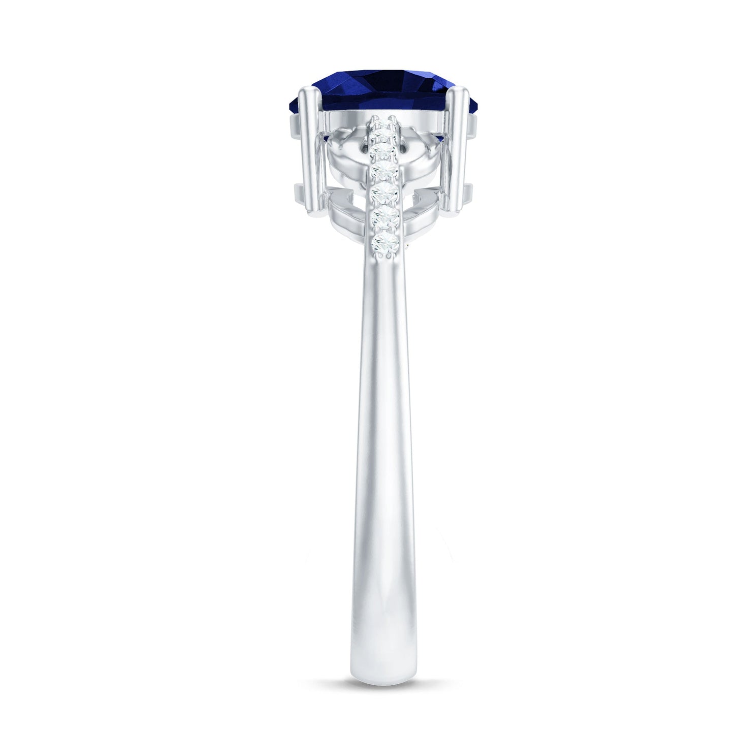 Certified 2.7 Carat Lab Grown Blue Sapphire Diamond Engagement Ring for Women