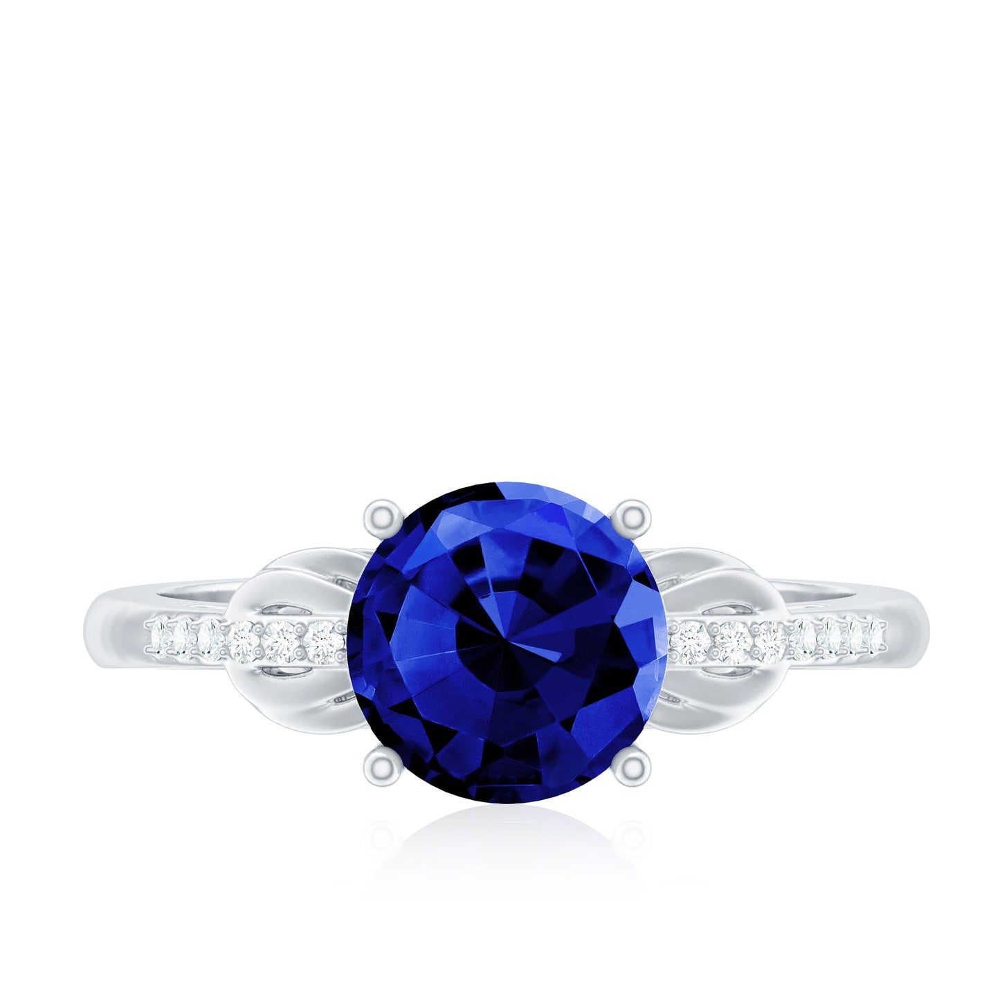 Certified 2.7 Carat Lab Grown Blue Sapphire Diamond Engagement Ring for Women