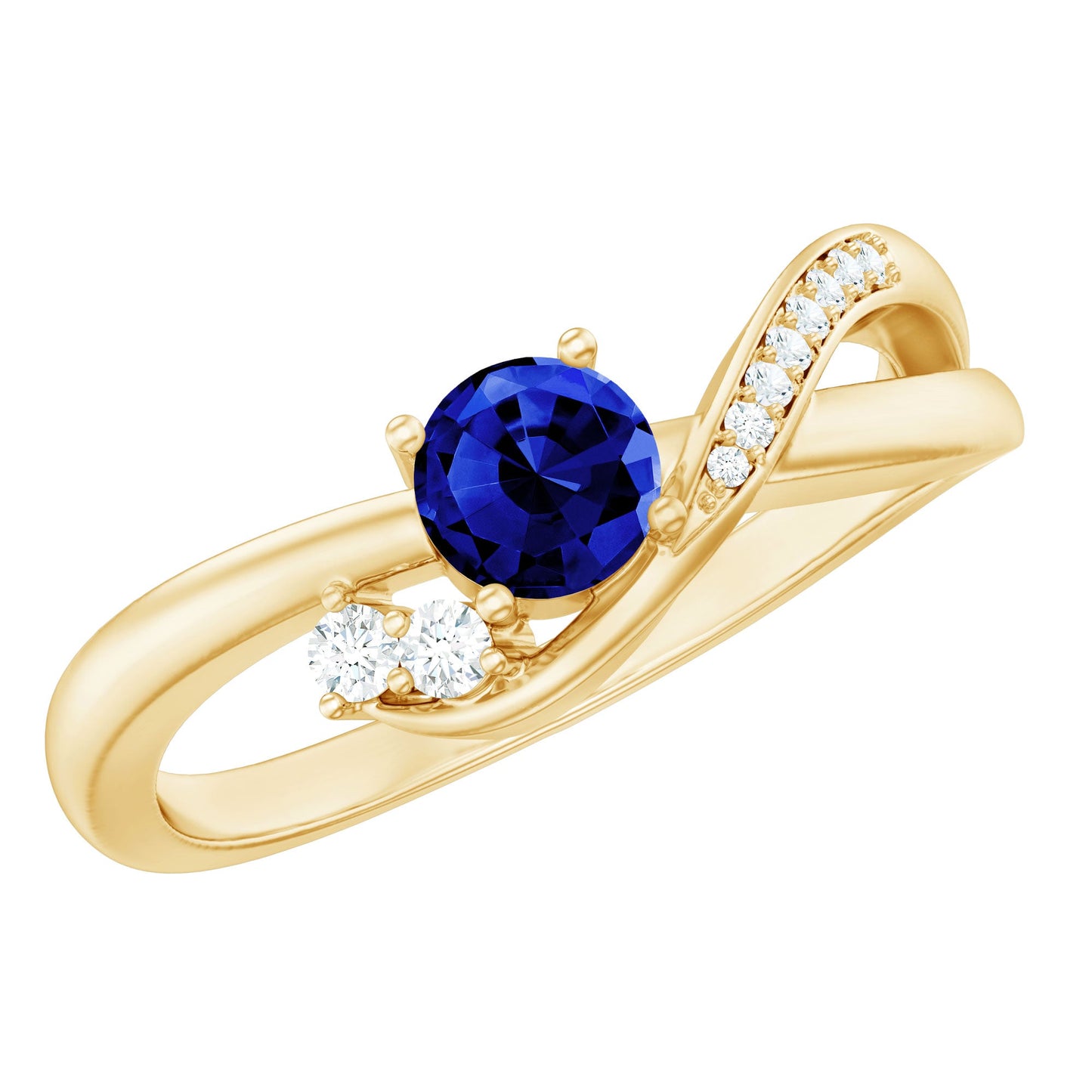 Certified 0.6 Carat Lab Grown Blue Sapphire Diamond Promise Ring for Women