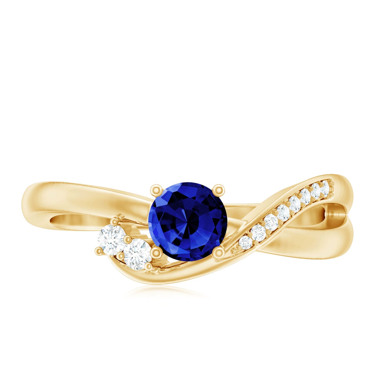 Certified 0.6 Carat Lab Grown Blue Sapphire Diamond Promise Ring for Women