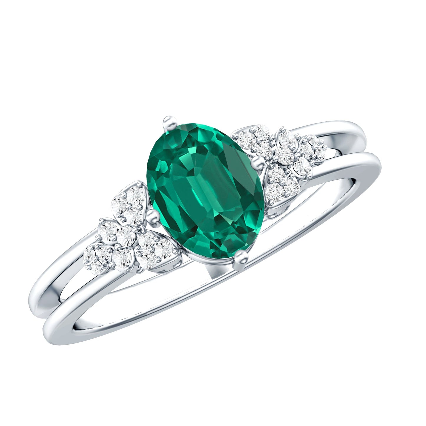 Designer Lab Grown Emerald Engagement Ring