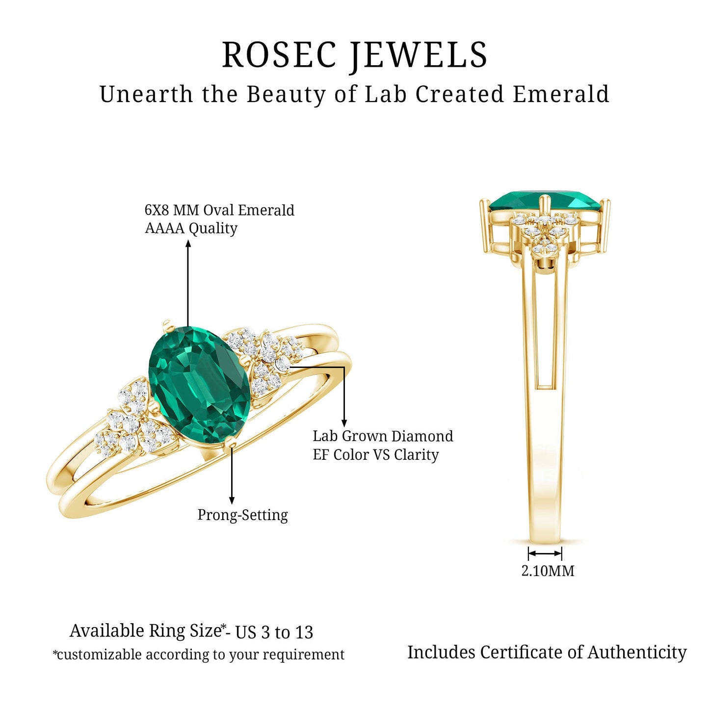 Designer Lab Grown Emerald Engagement Ring
