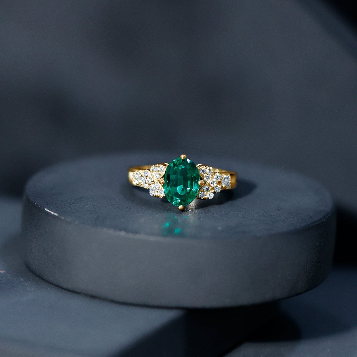 Designer Lab Grown Emerald Engagement Ring