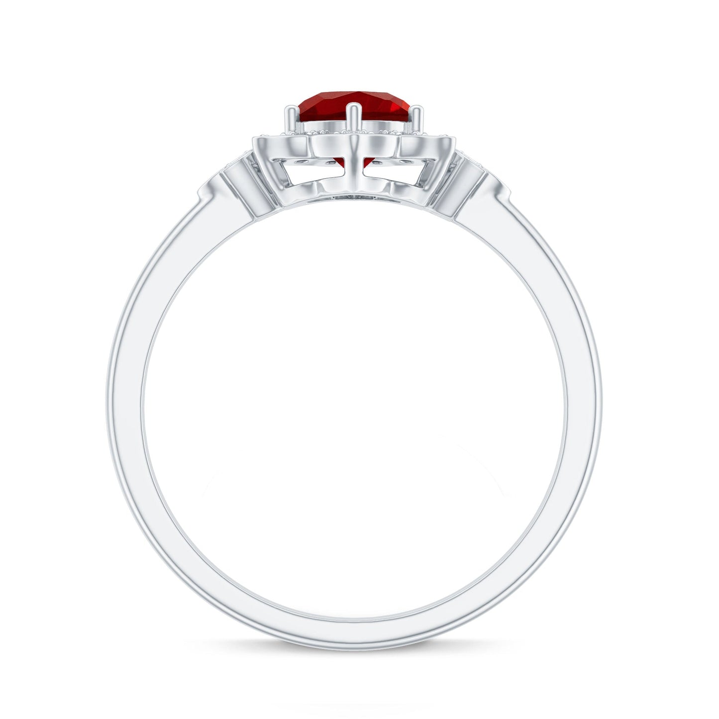 Lab Grown Ruby and Diamond Flower Engagement Ring