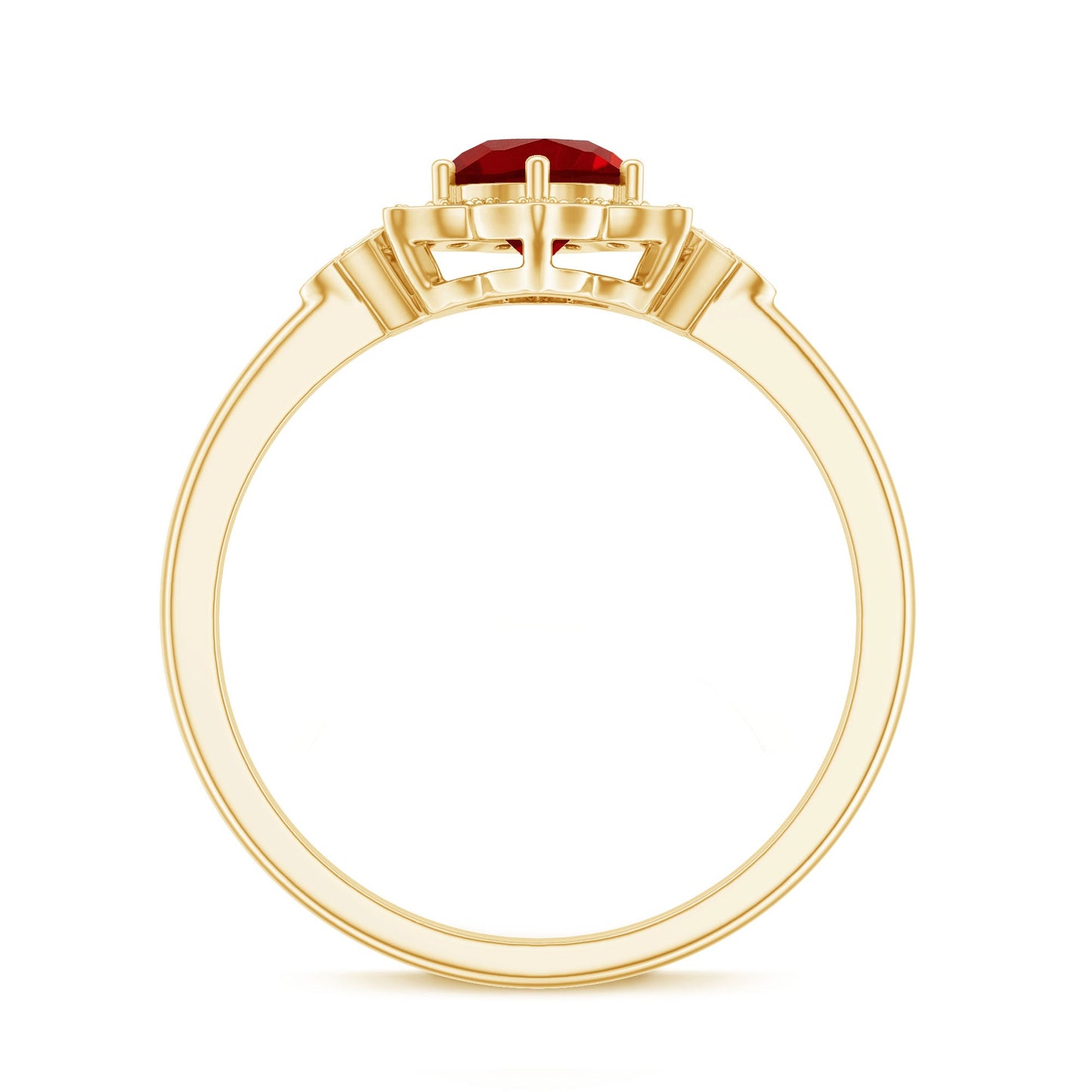 Lab Grown Ruby and Diamond Flower Engagement Ring