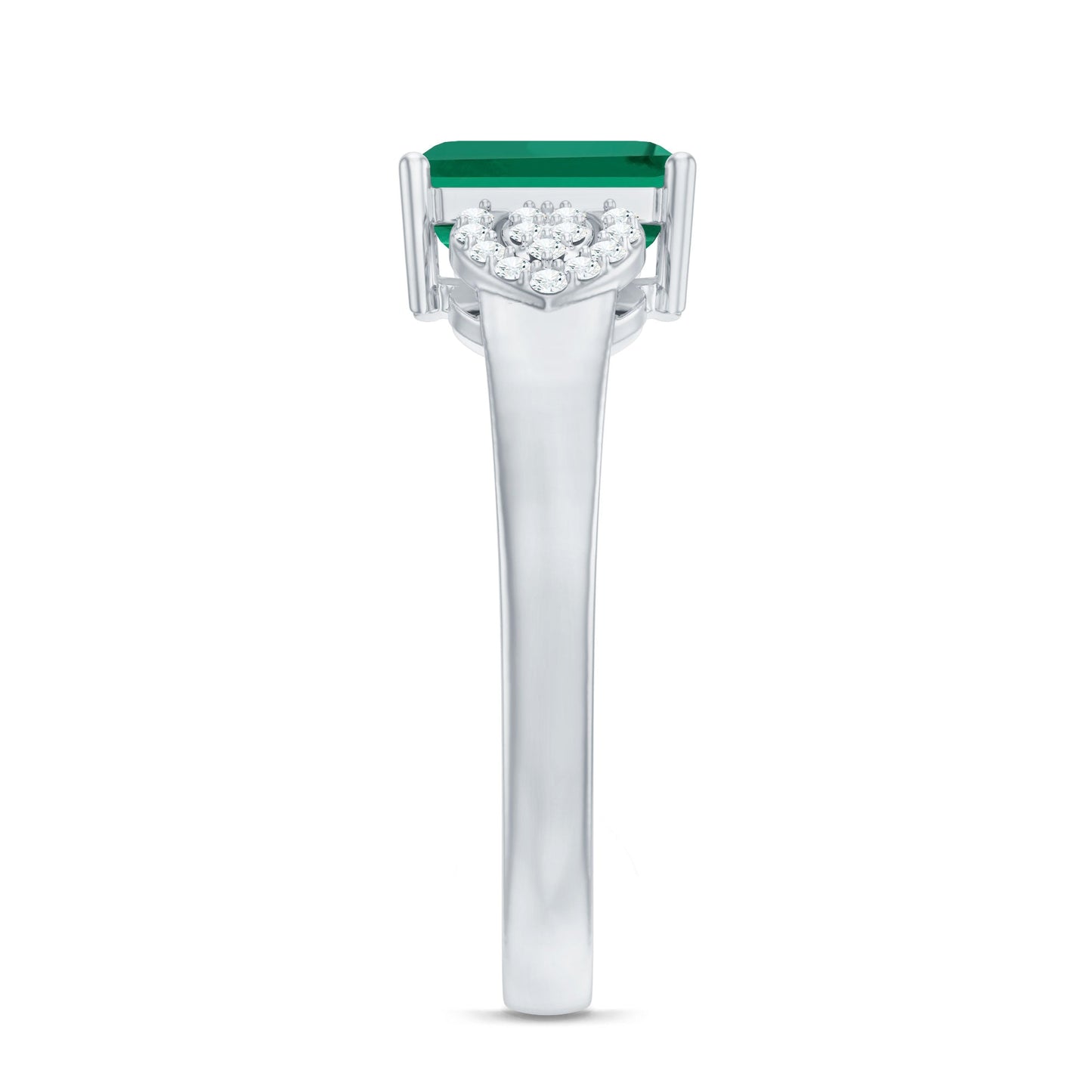 Lab Grown Emerald Designer Engagement Ring With Diamond