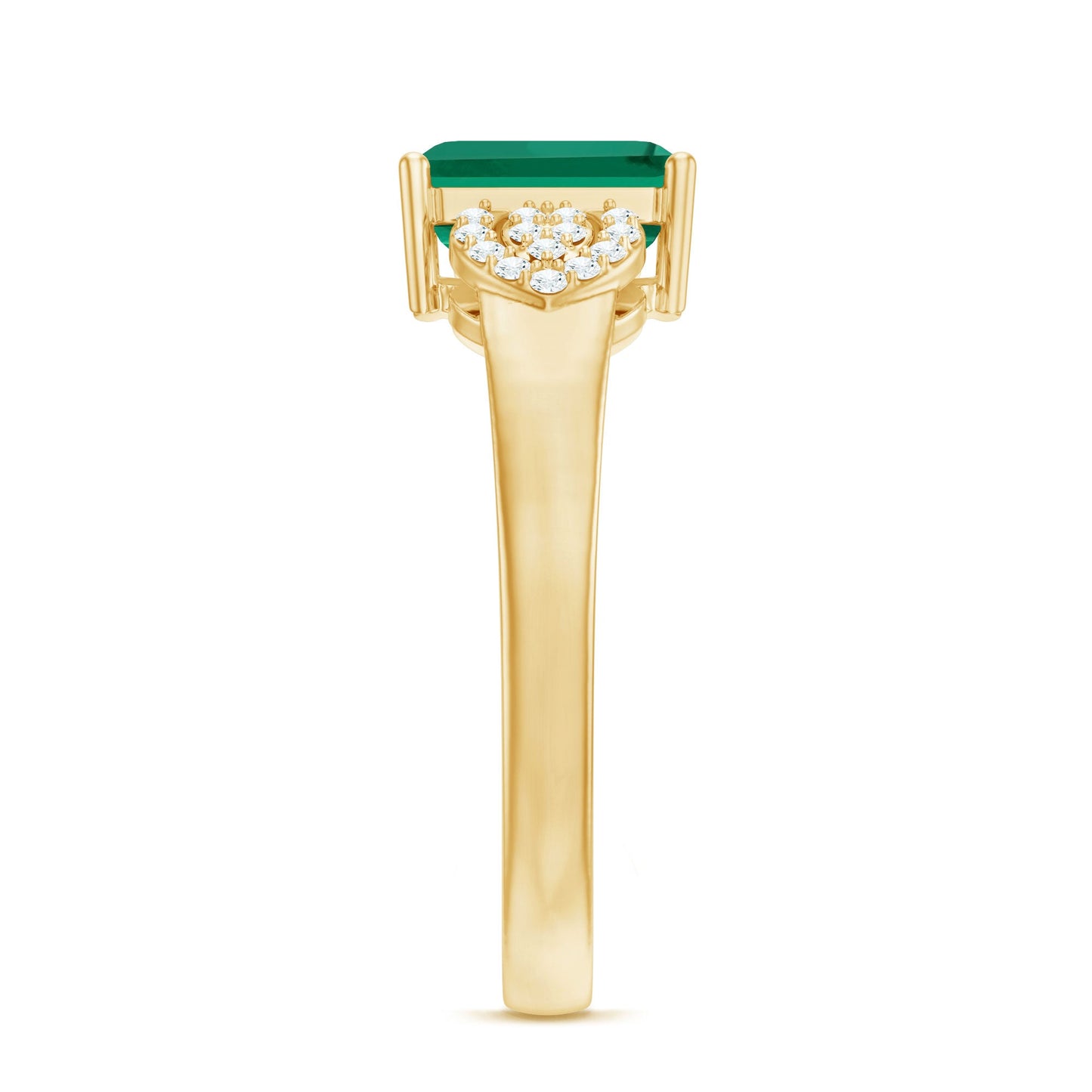 Lab Grown Emerald Designer Engagement Ring With Diamond