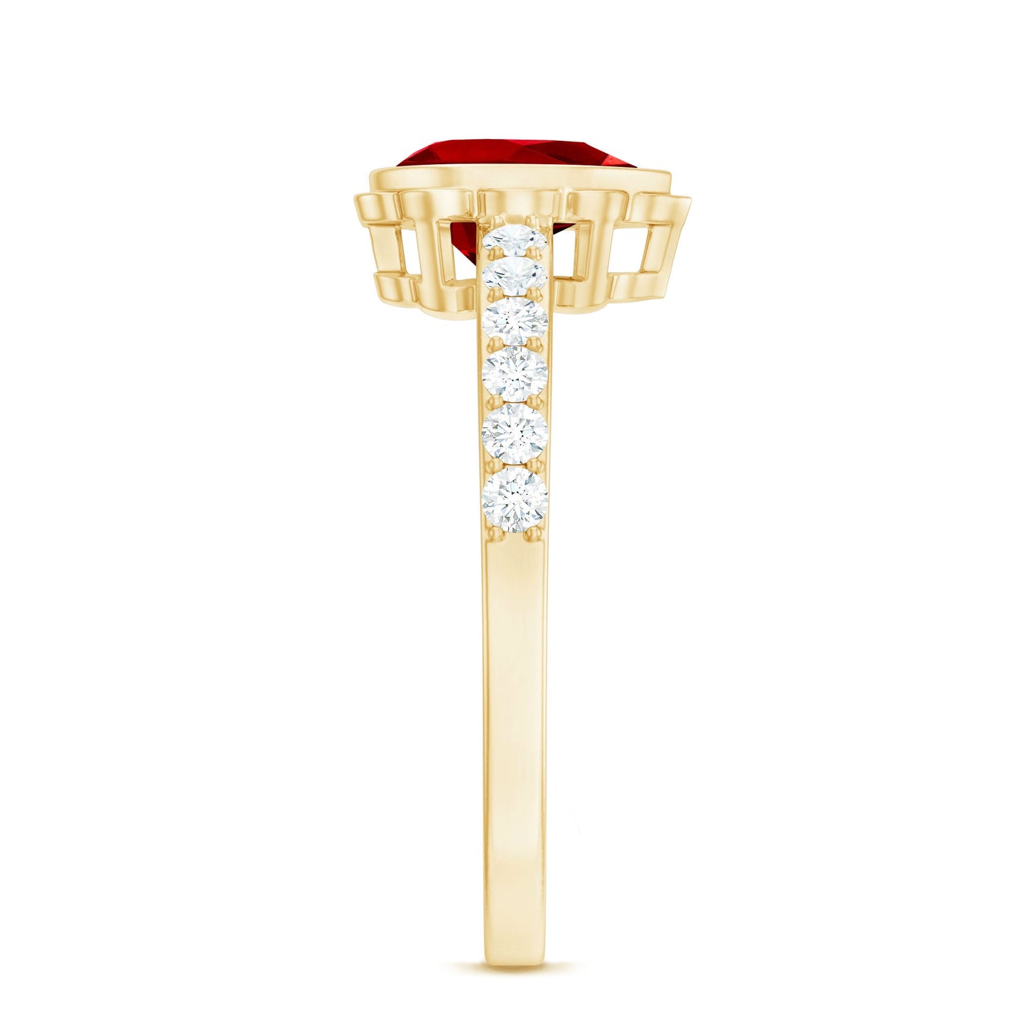 Bezel Set Lab Grown Ruby Teardrop Engagement Ring