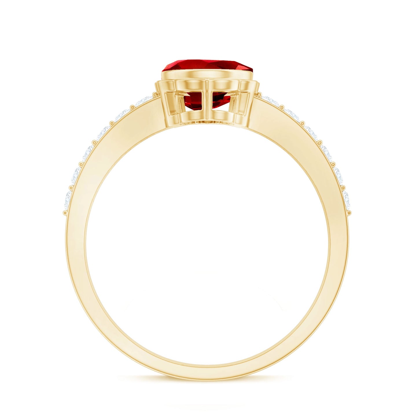 Bezel Set Lab Grown Ruby Teardrop Engagement Ring