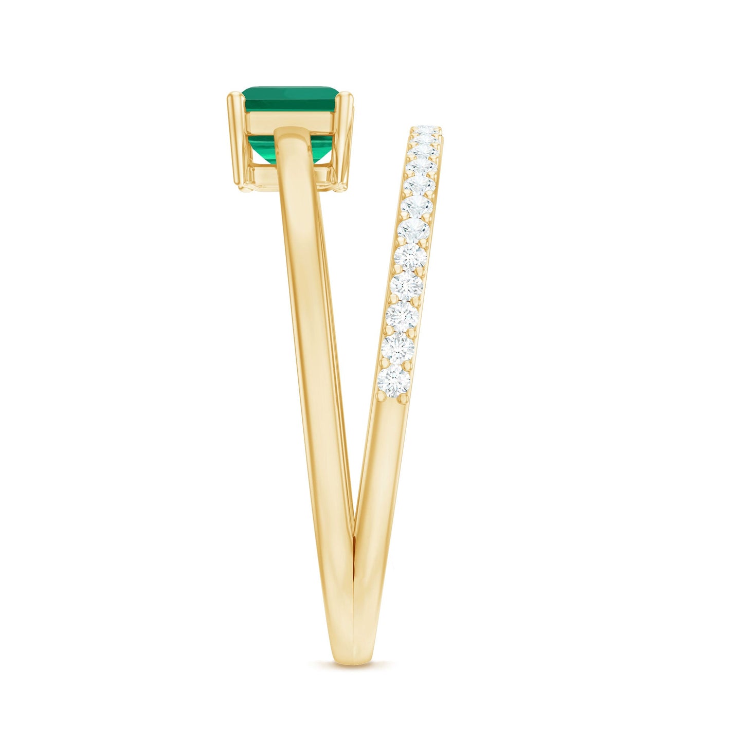 Certified Lab Grown Emerald East West Engagement Ring