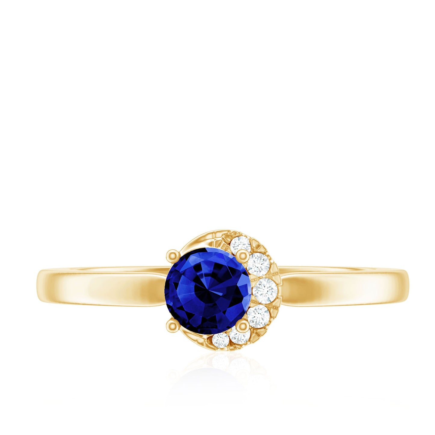 Certified Lab Grown Blue Sapphire Diamond Promise Ring for Women