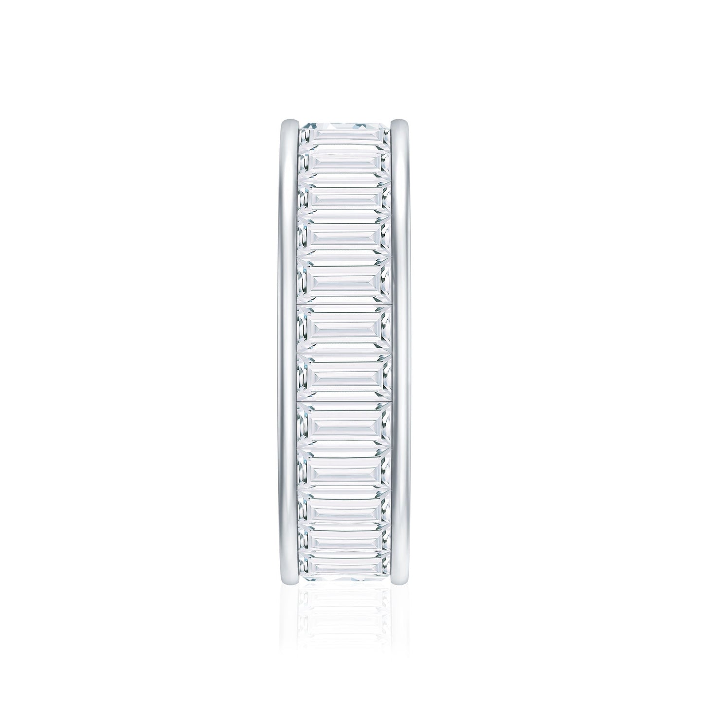 Baguette Cut Moissanite Wedding Band Channel Setting