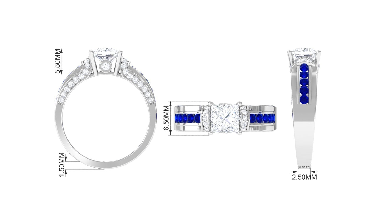 Princess Cut Moissanite Statement Engagement Ring