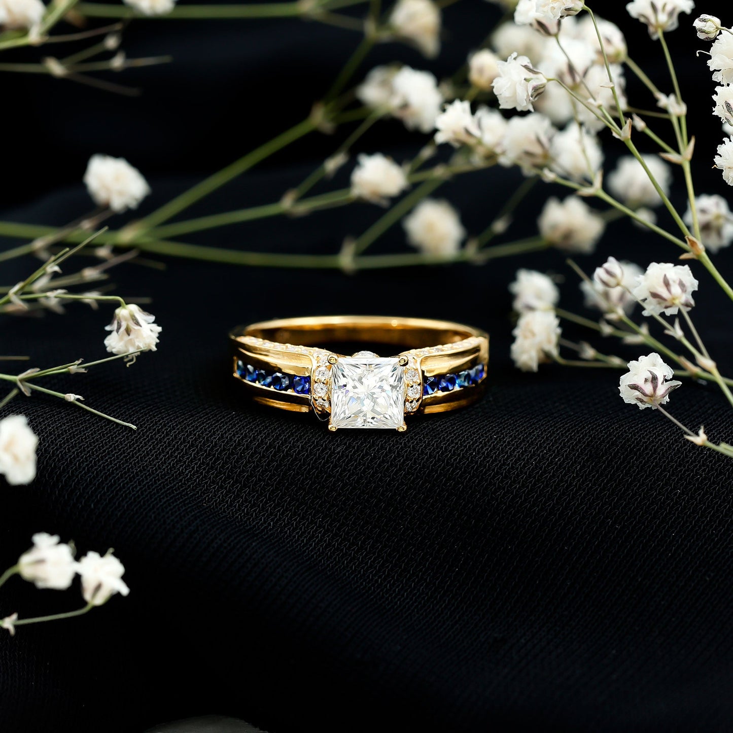 Princess Cut Moissanite Statement Engagement Ring