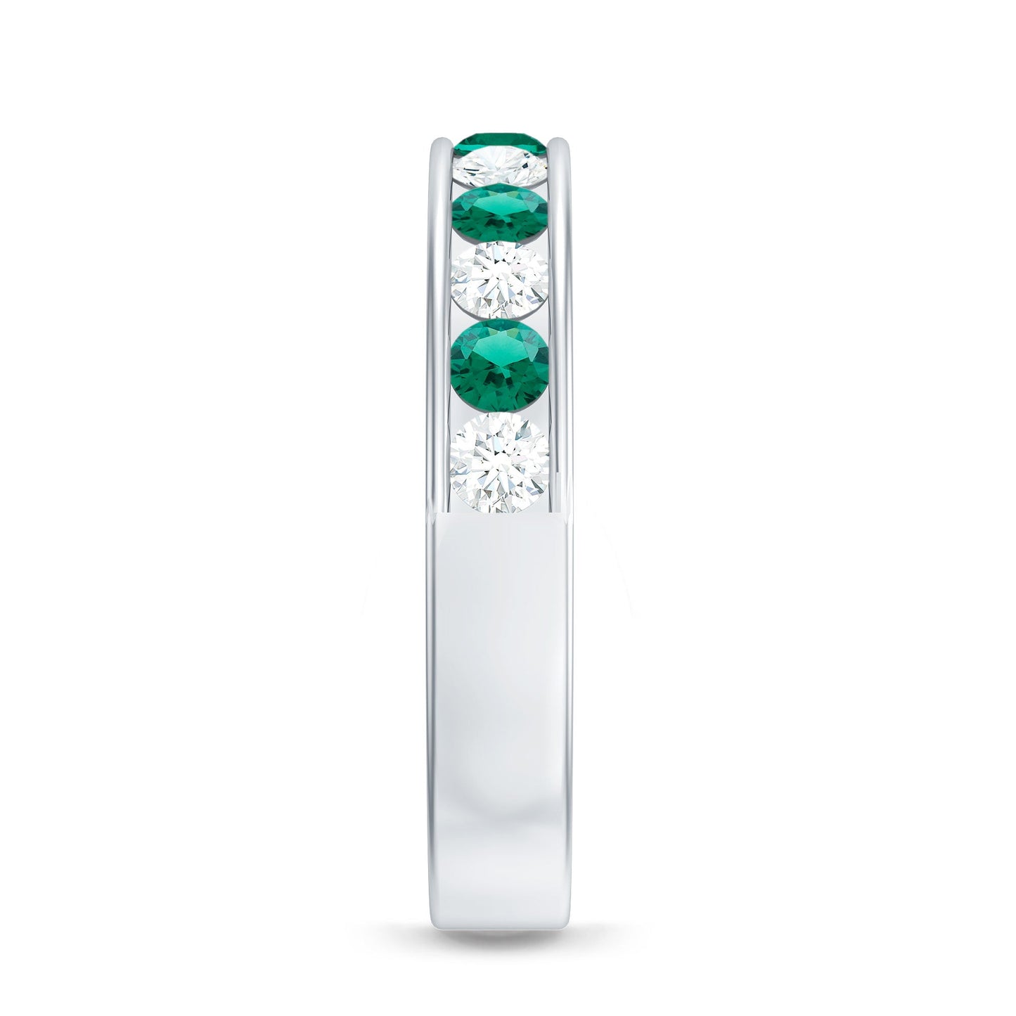 Certified Lab Grown Emerald Diamond Half Eternity Anniversary Band in Channel Setting