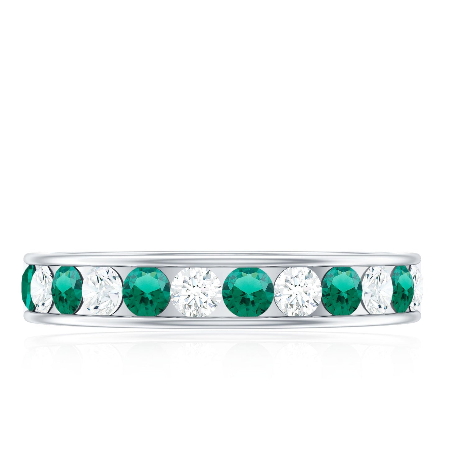 Certified Lab Grown Emerald Diamond Half Eternity Anniversary Band in Channel Setting