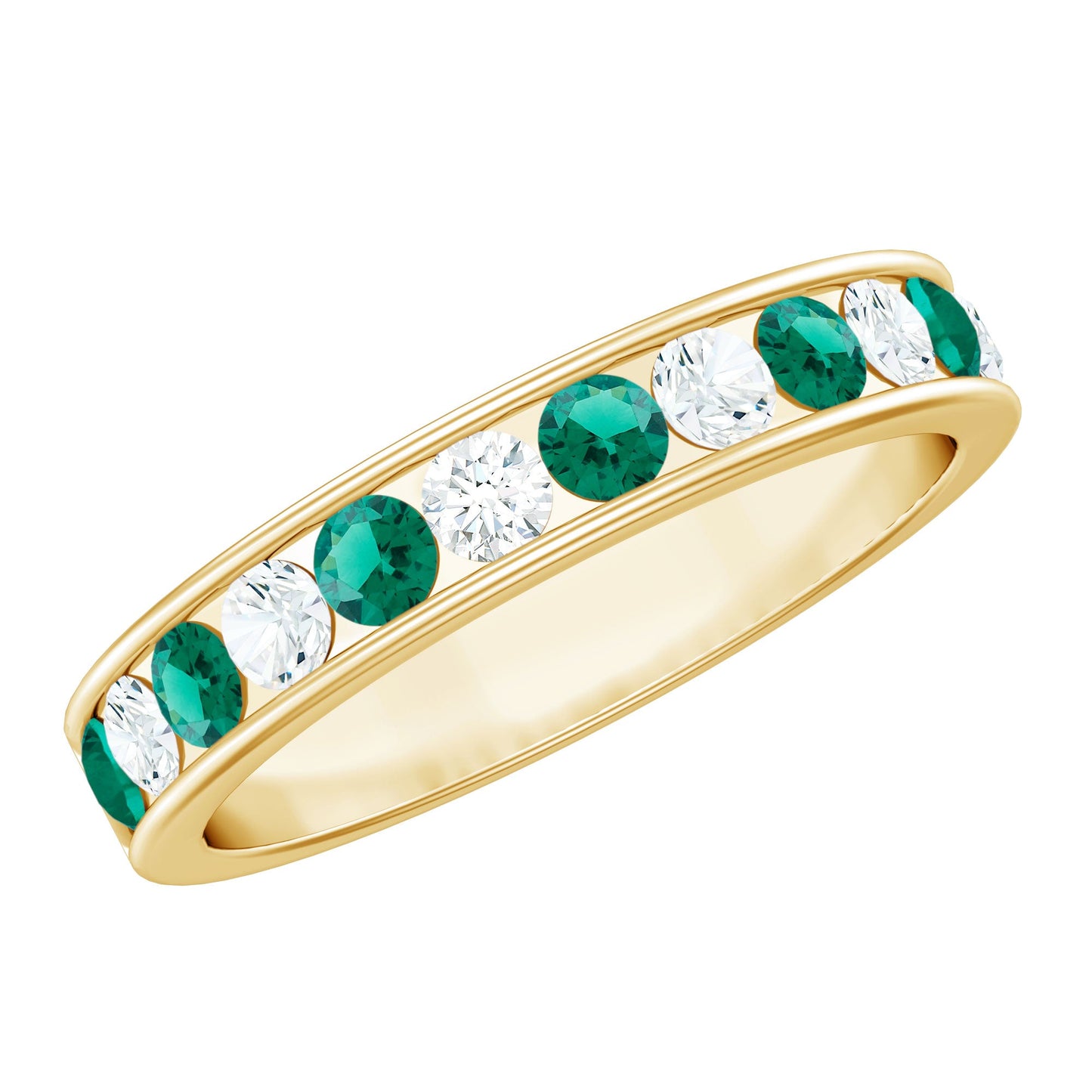 Certified Lab Grown Emerald Diamond Half Eternity Anniversary Band in Channel Setting