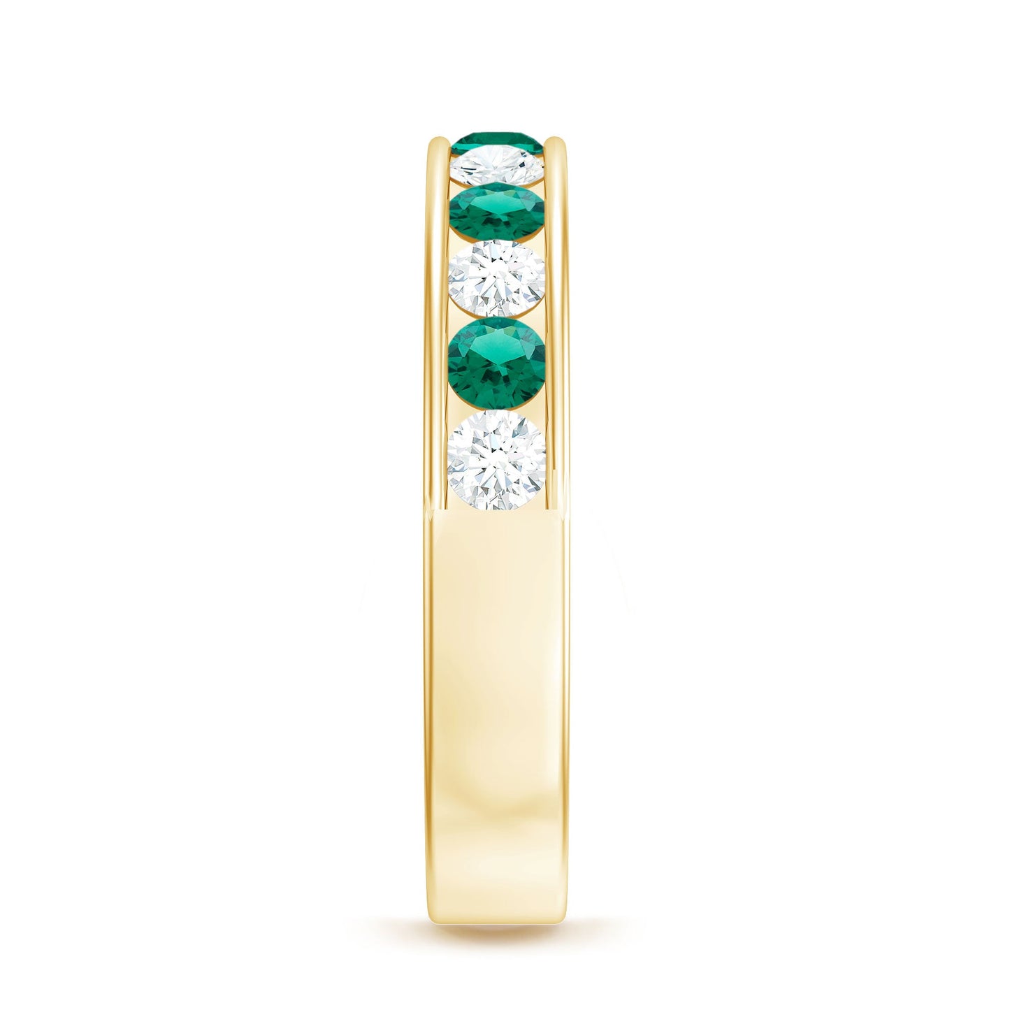Certified Lab Grown Emerald Diamond Half Eternity Anniversary Band in Channel Setting