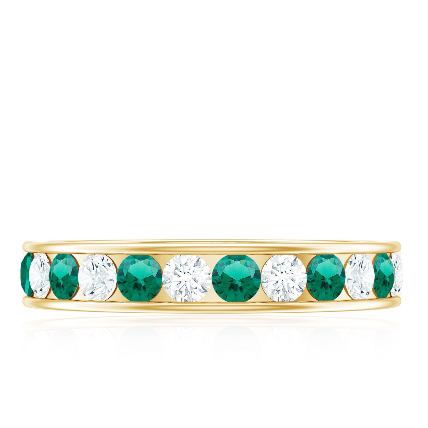Certified Lab Grown Emerald Diamond Half Eternity Anniversary Band in Channel Setting