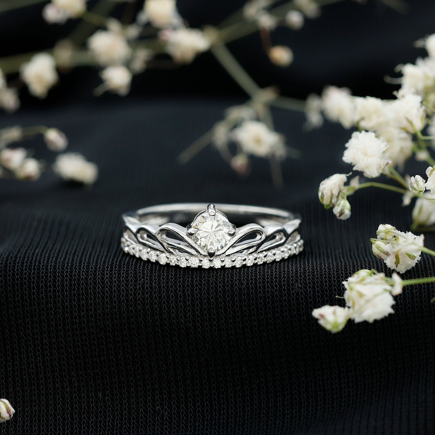 Certified Round Diamond Crown Ring