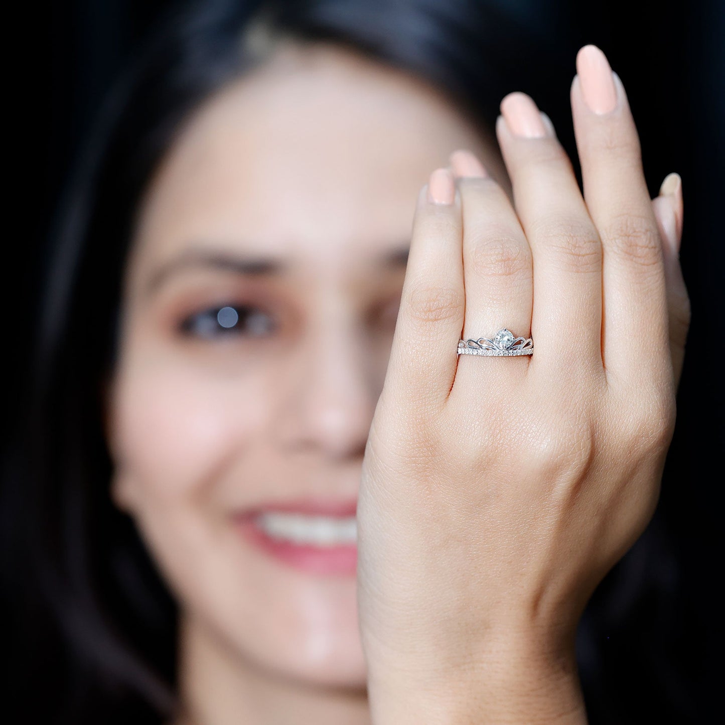 Certified Round Diamond Crown Ring