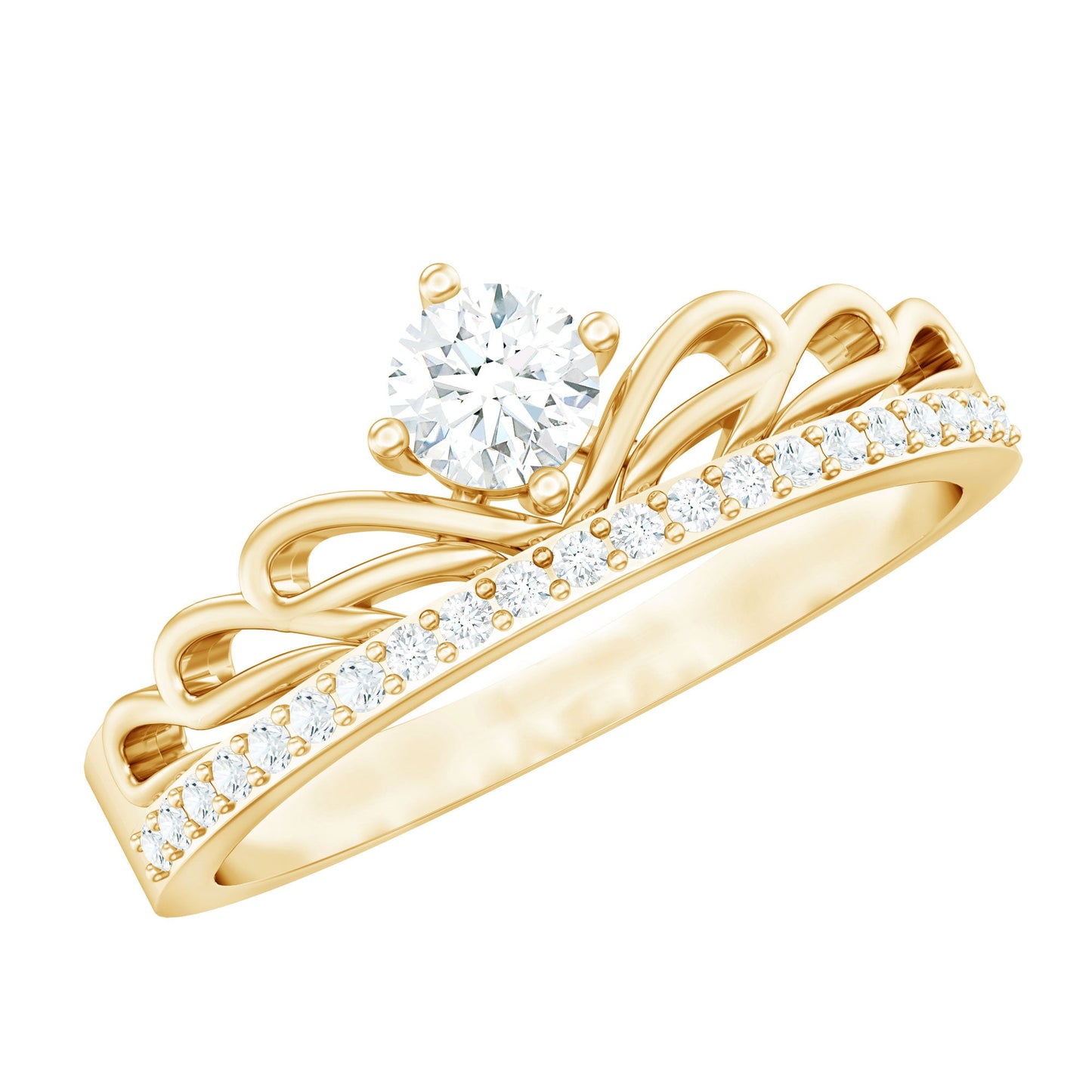 Certified Round Diamond Crown Ring