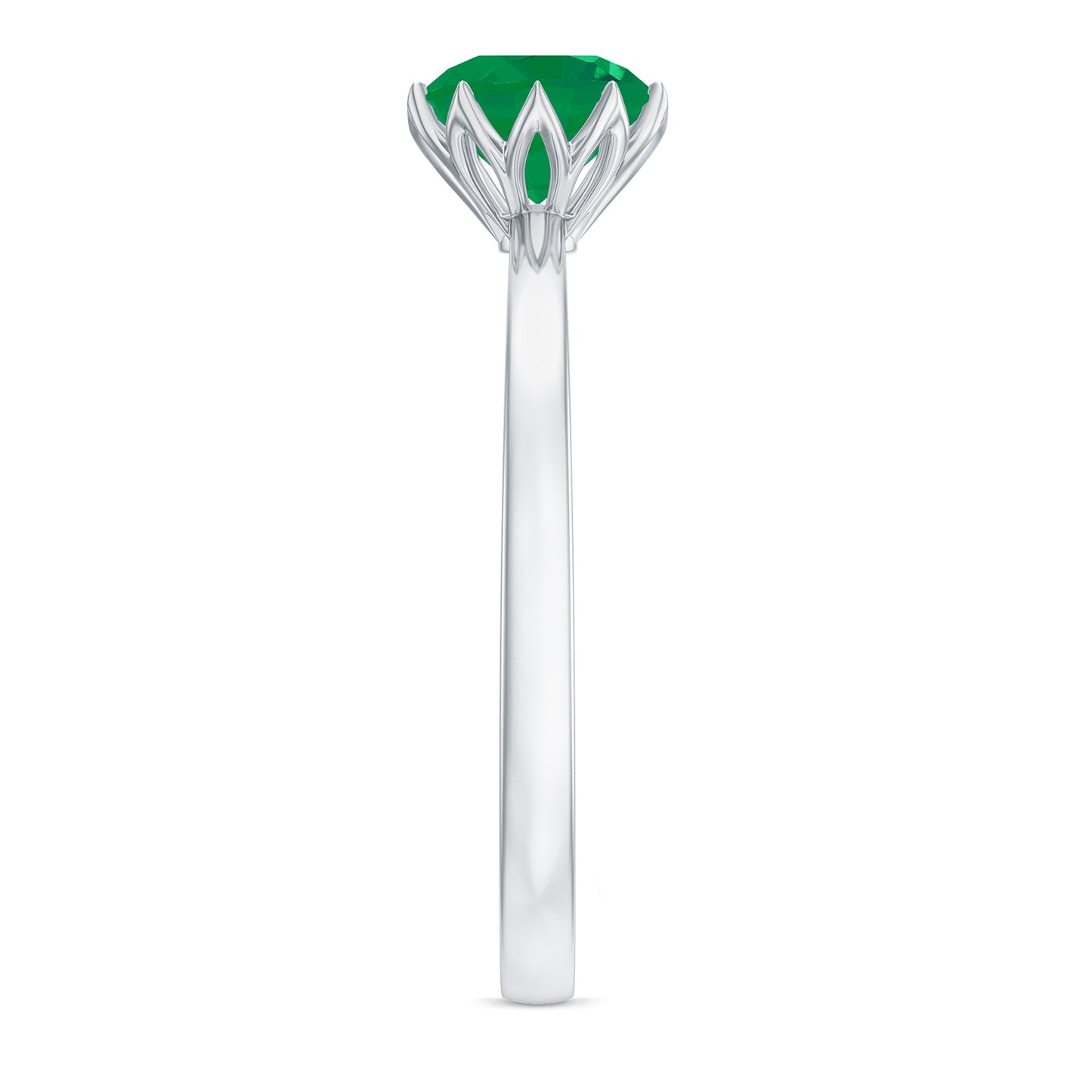 Natural Solitaire Emerald Promise Ring in Lotus Basket Setting