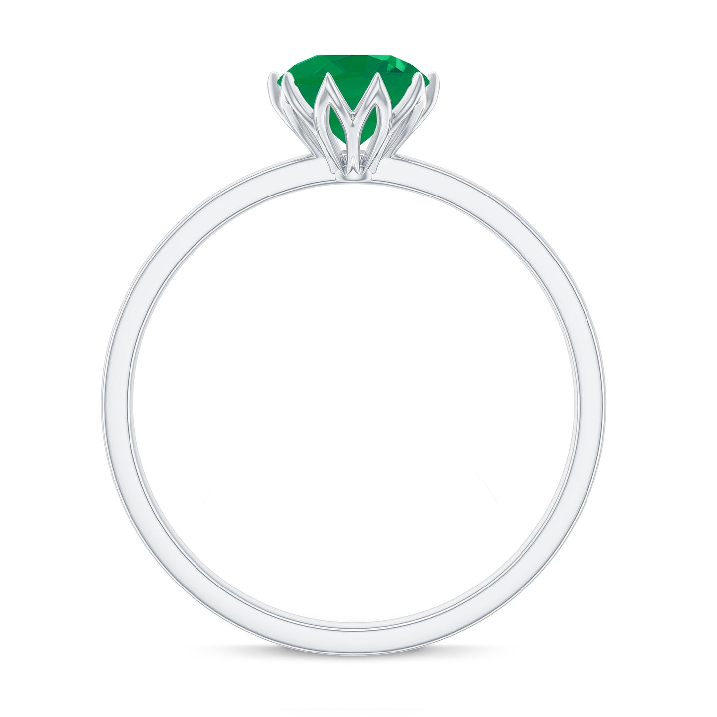 Natural Solitaire Emerald Promise Ring in Lotus Basket Setting