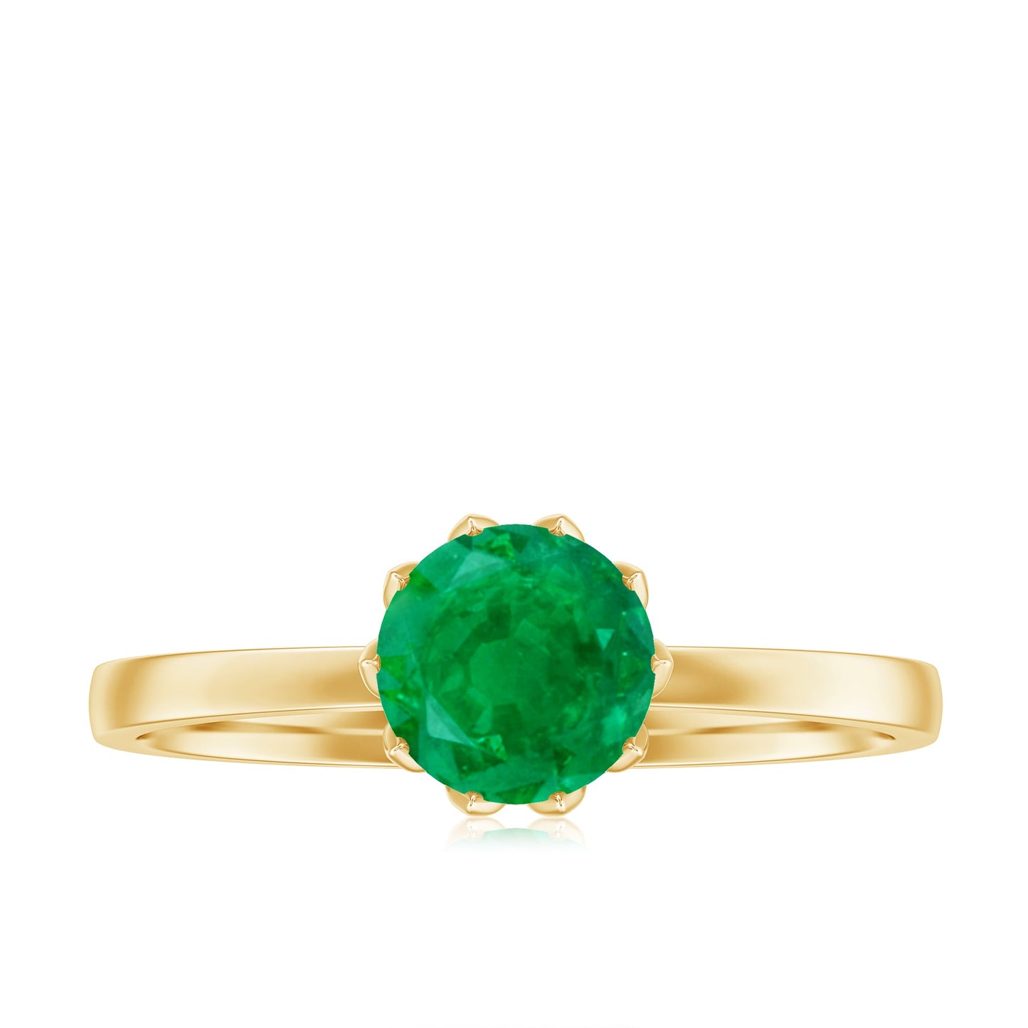 Natural Solitaire Emerald Promise Ring in Lotus Basket Setting