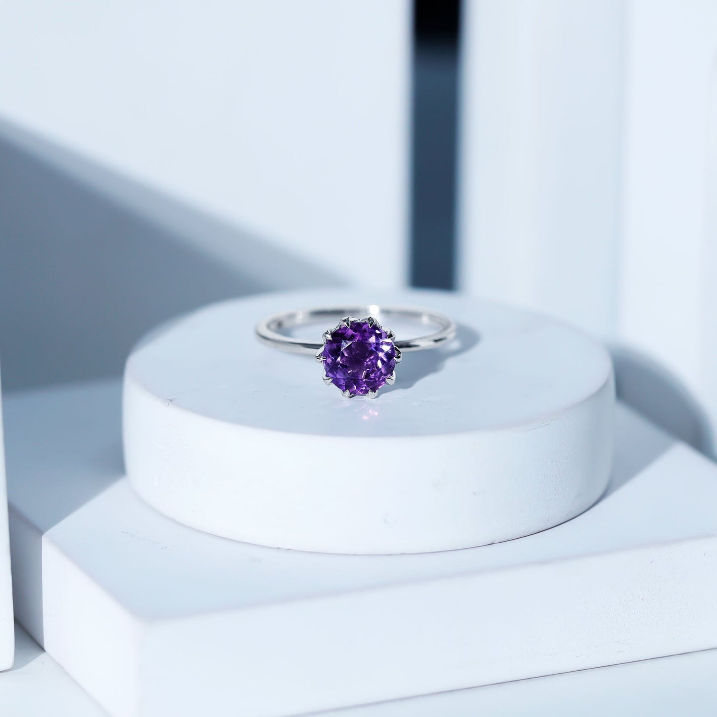 1.2 Carat Amethyst Solitaire Engagement Ring for Women