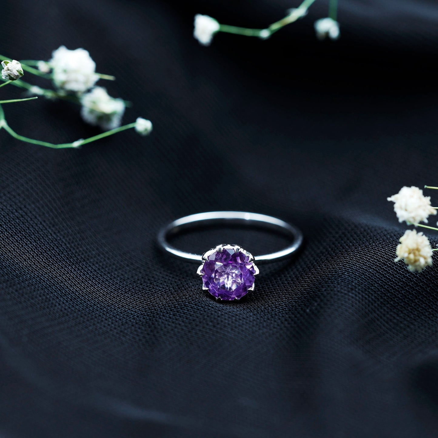 1.2 Carat Amethyst Solitaire Engagement Ring for Women