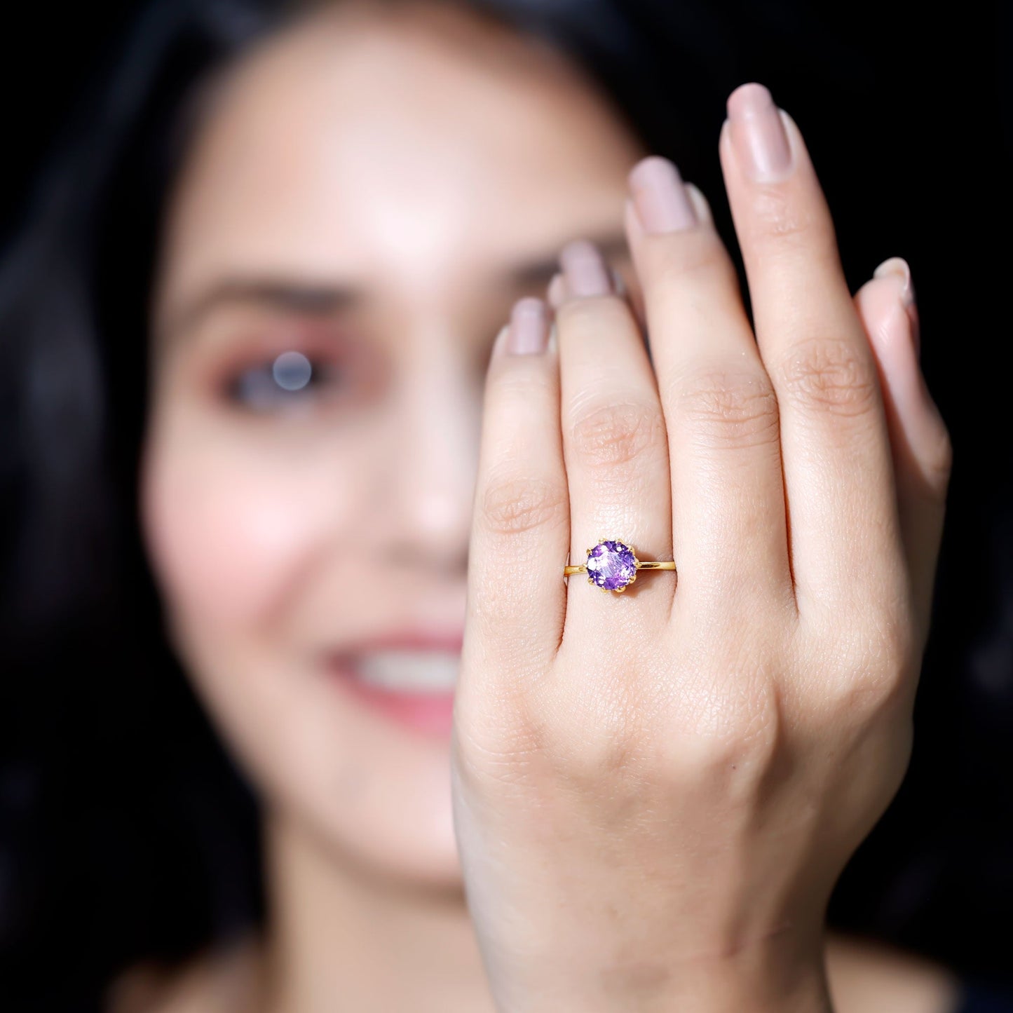1.2 Carat Amethyst Solitaire Engagement Ring for Women