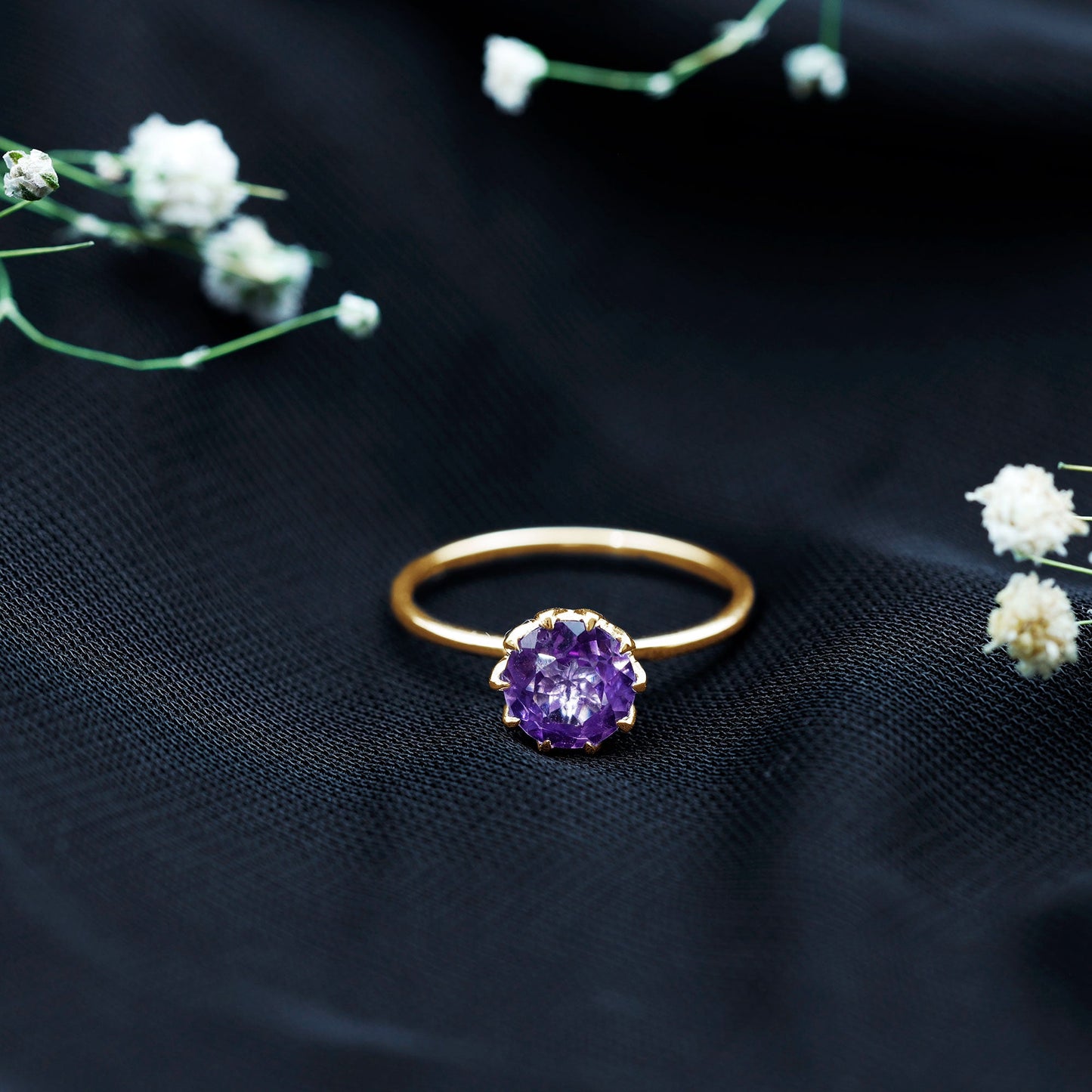 1.2 Carat Amethyst Solitaire Engagement Ring for Women