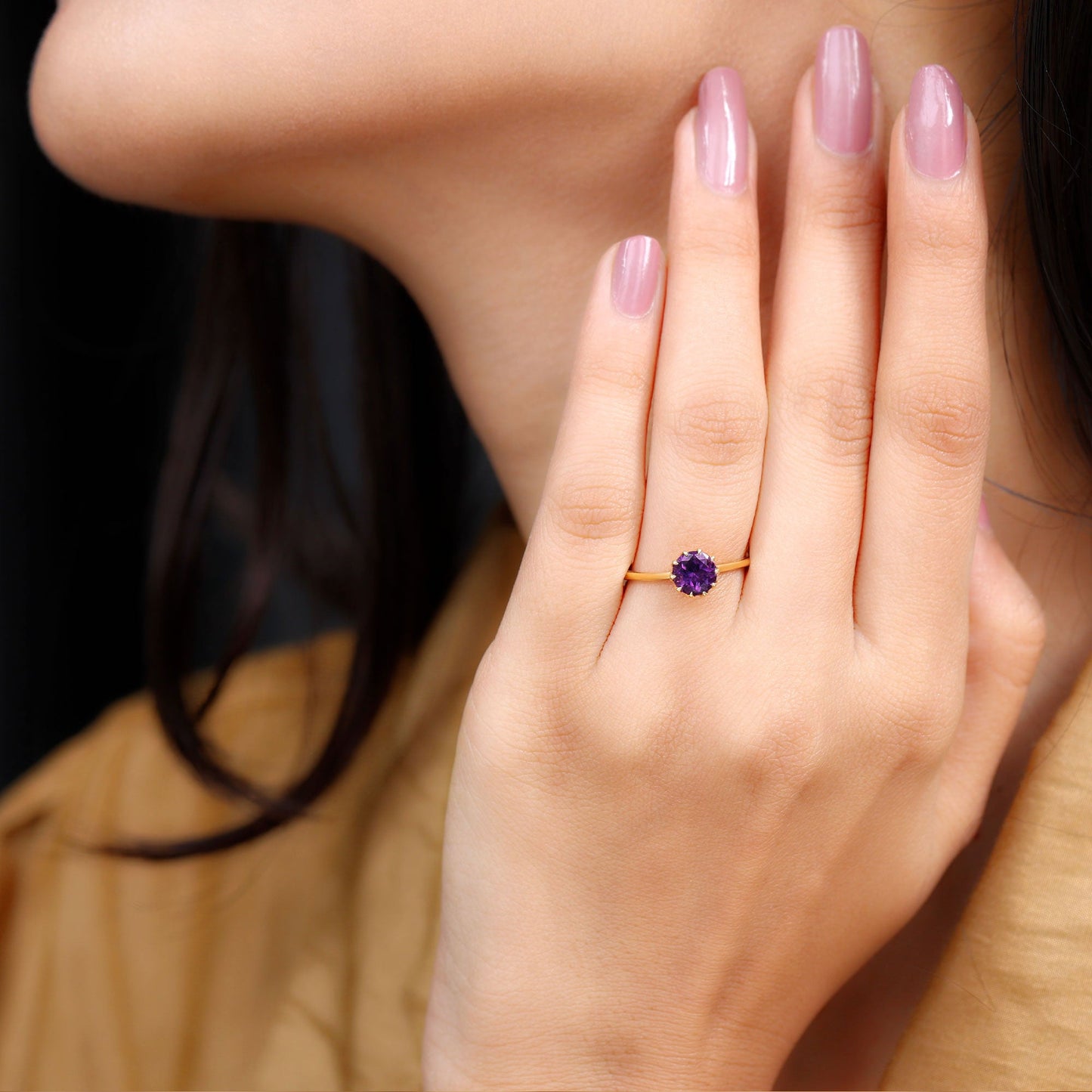 1.2 Carat Amethyst Solitaire Engagement Ring for Women