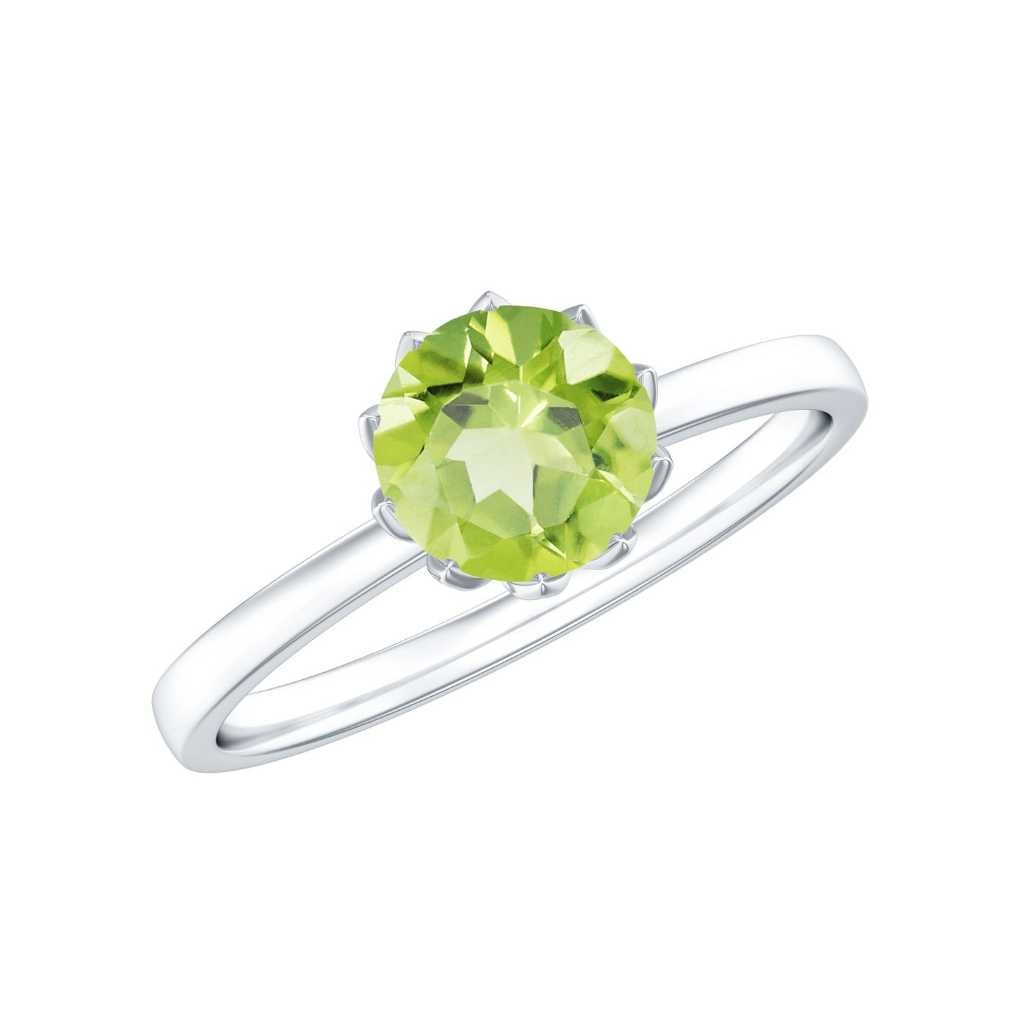 Genuine 2 Carat Peridot Engagement Ring in Lotus Basket Setting