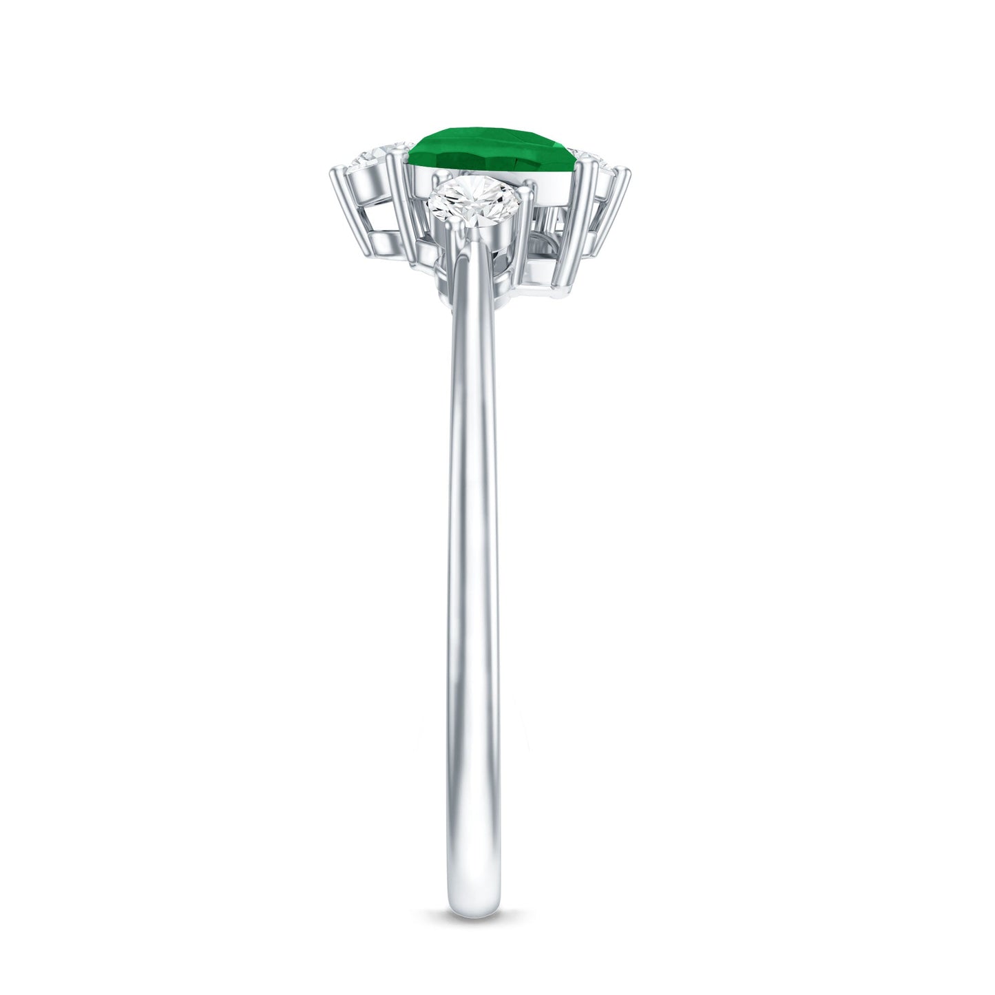 Natural Pear Shape Emerald Toi Et Moi Engagement Ring with Diamond